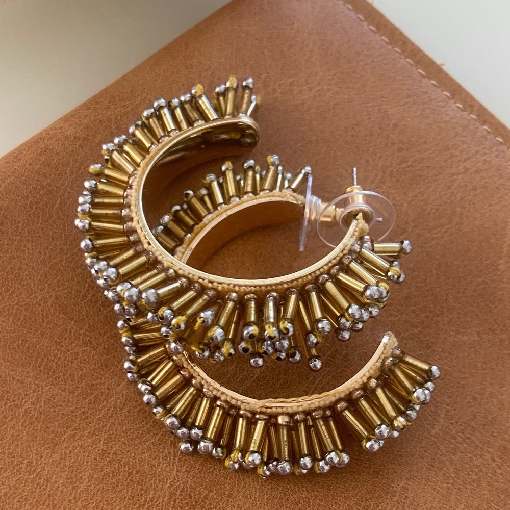 Anthropologie Gold and Silver Beaded Earrings